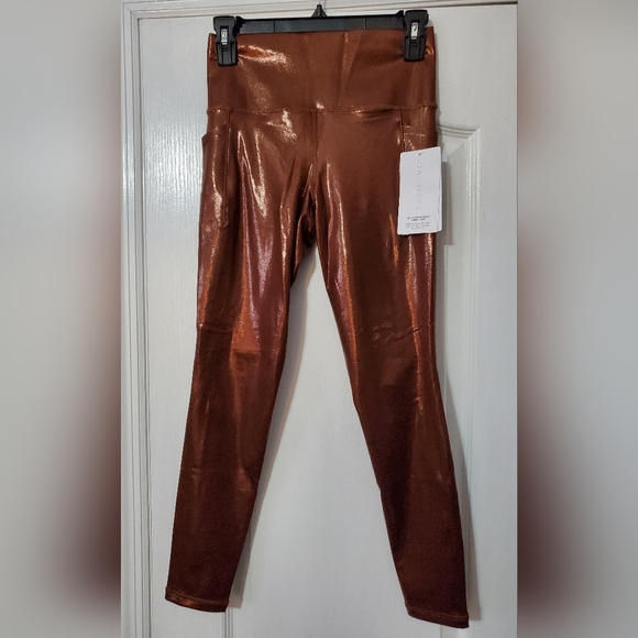 NWT Athleta Small Salutation Stash Shine Tight in Mahogany Foil. - Picture 8 of 10